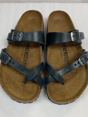 Birkenstock Mayari Oiled Leather Blue Regular Width Sandals
